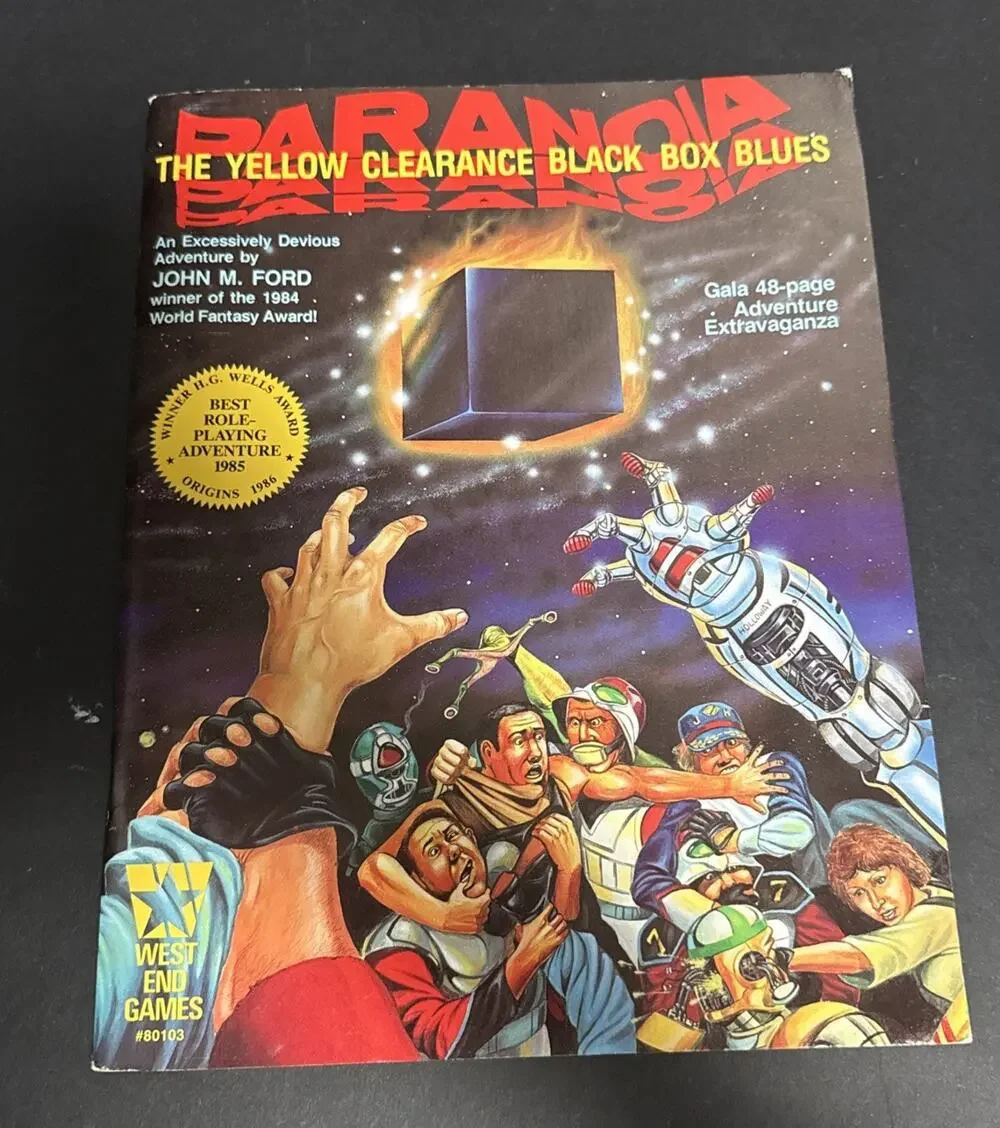 The Yellow Clearance Black Box Blues Paranoia RPG 1985 West End Games 80103